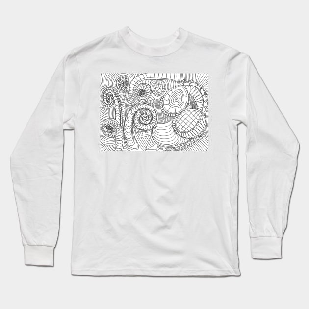 Abstract Coloring page inspired by zentangle Long Sleeve T-Shirt by Nathalodi